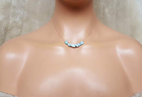 Dainty Caribbean Larimar Pendant Necklace, Sterling Silver Necklace, Caribbean Larimar Jewelry, 925 Sterling Silver, Larimar Necklace
