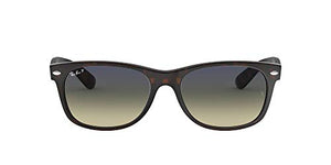 Ray-Ban RB2132 New Wayfarer Square Sunglasses, Matte Havana/Polarized Green Gradient Blue, 55 mm