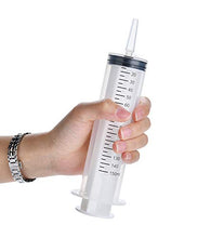 Load image into Gallery viewer, 3 Pack 150ml Syringes with 27.6-Inch Tubes, Large Plastic Syringe for Scientific Labs, Nutrient Measuring, Watering, Refilling
