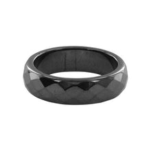 Load image into Gallery viewer, Gem Avenue 6mm Wide Simulated Hematite Magnetic Faceted Band Ring Size 7.5
