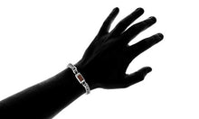 Load image into Gallery viewer, Steve Madden Men's Red Simulated Tiger's Eye Square Accent Franco Chain Bracelet in Stainless Steel, Silver-Tone, One Size
