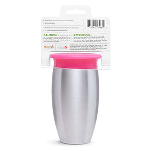 Munchkin Miracle Stainless Steel 360 Sippy Cup, Pink, 10 Ounce