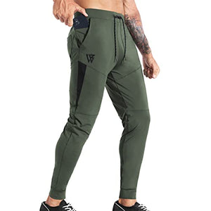 ZENWILL Mens Lightweight Workout Jogger Pants,Men's Casual Slim Fit Athletic Sweatpants with Zipper Pocket (Small,Army Green)