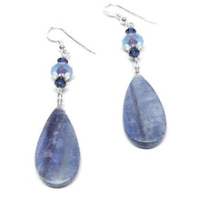 Load image into Gallery viewer, Ice Blue Kyanite Flat Teardrop Earrings Sterling Silver or Gold-Filled

