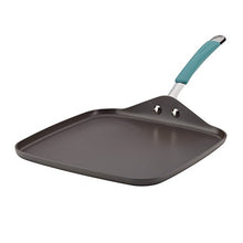 Load image into Gallery viewer, Rachael Ray Cucina Hard Anodized Nonstick Griddle Pan/Flat Grill, 11 Inch, Gray with Agave Blue Handle
