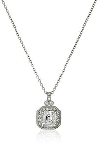 Platinum Plated Sterling Silver Pendant Necklace set with Asscher Cut Swarovski Zirconia (2.3 cttw)