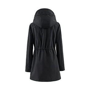 Polydeer Women's Lightweight Waterproof Raincoat Breathable Windbreaker Jacket Active Outdoor Hooded Trench Coats Long Poncho (Green,XS)