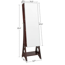 Load image into Gallery viewer, SONGMICS 8 LEDs Jewelry Cabinet Armoire with Beveled Edge Mirror, Gorgeous Jewelry Organizer Large Capacity Brown Patented UJJC89K
