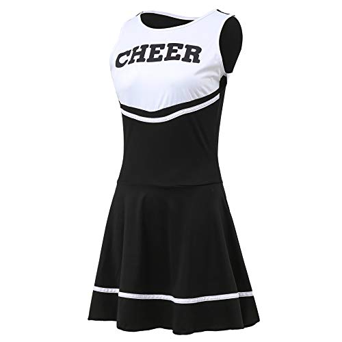 Load image into Gallery viewer, ThreeH Cheerleader Costume Fancy Dress Women's Musical Uniform Cheerleading Outfit One Size NO Pom-Pom,Black