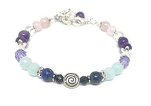 Load image into Gallery viewer, Swirl Fertility and Pregnancy Bracelet Featuring Natural Gemstones Rose Quartz, Amethyst, Chrysocolla, Black Onyx, Moonstone, Amazonite
