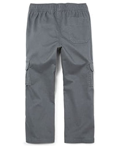 The Children's Place boys Pull On Cargo Pants, Gray Steel, 4 husky