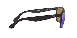Ray-Ban Men's RB4264 Chromance Sunglasses, Matte Black/Polarized Blue Mirror, 58 mm