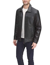 Load image into Gallery viewer, Dockers Men's James Faux Leather Jacket, Black w. Chest Zip, X-Large
