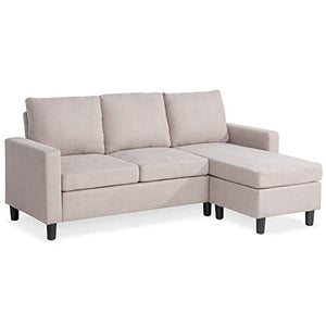 Shintenchi Convertible Sectional Sofa Couch, Modern Linen Fabric L-Shaped Couch 3-Seat Sofa Sectional with Reversible Chaise for Small Living Room, Apartment and Small Space,(Beige)