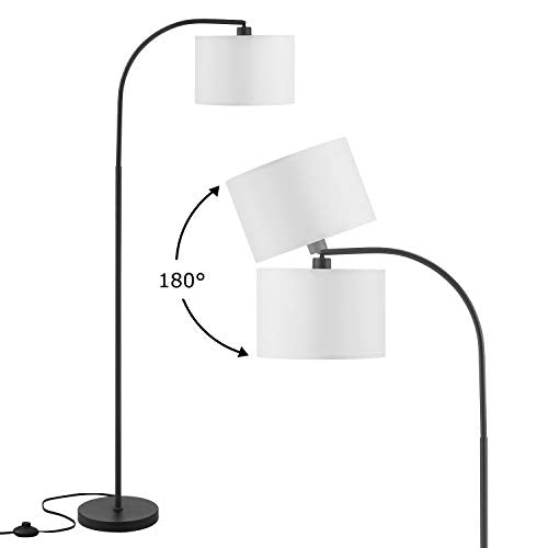 Arc Floor Lamp, LED Floor Lamp with Shade, Ambimall Adjustable Standing Lamp Modern Design, Mid Century Modern Floor Lamp for Living Room, Bedroom, Dining Room, Study Room and Office(Without Bulb)