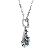 Load image into Gallery viewer, Gin and Grace 10K White Gold Genuine blue Sapphire Pendant with Diamonds for women | Ethically, authentically &amp; organically sourced (Square-cut) shaped Sapphire hand-crafted jewelry for her | Sapphire Necklace for women
