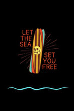 Load image into Gallery viewer, &quot;Let The Sea Set You Free&quot; Surfboard and Skull Notebook: 6&quot; x 9&quot;, 100 Page, College Ruled Paper. Sea Notebook, Ocean Notebook, Surfing Notebook, ... Notebook, Beach Notebook, Blank Notebook.
