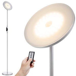 2 Pcs, 1 Pearl White+1 Silvery Grey, JOOFO Floor Lamp,30W/2400LM Sky LED Modern Torchiere 3 Color Temperatures Super Bright Floor Lamps-Tall Standing Pole Light with Remote & Touch Control