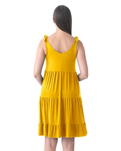 Rnxrbb Summer Maternity Dress Casual Sundress Cute Tank Maternity Sleeveless Short Clothes for Beach Daily Wear,Ginger Yellow M