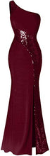 Load image into Gallery viewer, Fazadess Women's One Shoulder Sleeveless Sequins Maxi Prom Dresses Purple
