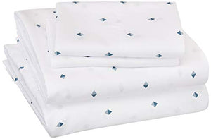 AmazonBasics Soft Microfiber Sheet Set with Elastic Pockets - Full, Tide Pool Diamond