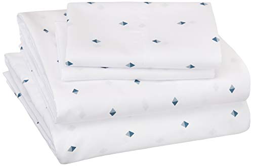 AmazonBasics Soft Microfiber Sheet Set with Elastic Pockets - Full, Tide Pool Diamond