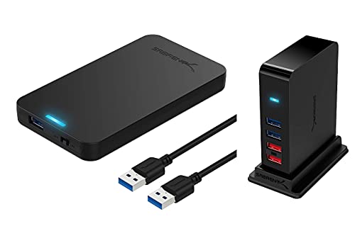 SABRENT 2.5-Inch SATA to USB 3.0 Tool-Free External Hard Drive Enclosure + 7 Port USB 3.0 HUB + 2 Charging Ports with 12V/4A Power Adapter