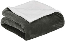 Load image into Gallery viewer, Amazon Basics Ultra-Soft Micromink Sherpa Blanket - Full or Queen, Charcoal
