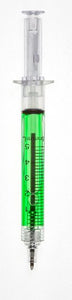 8 Syringe Designed Pens, 8 Different Coloured Syringe Pen All Black Ink Great for Nurse Costume or Doctor Gift