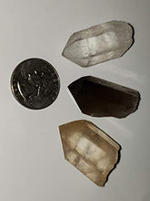 Load image into Gallery viewer, 3pc Set Clear &amp; Smokey &amp; Tangerine Quartz Points Raw Natural Healing Crystal Gemstone Specimens from Brazil
