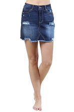 Load image into Gallery viewer, Urban Look Women's Distressed Denim Mini Skirts (Small, A Dark Wash)
