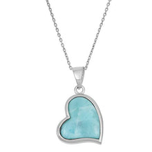 Load image into Gallery viewer, Sterling Silver Natural Larimar Heart Pendant with 18&quot; Chain
