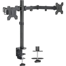 Load image into Gallery viewer, VIVO Dual Monitor Desk Mount, Heavy Duty Fully Adjustable Stand, Fits 2 LCD LED Screens up to 30 inches, Black, STAND-V002

