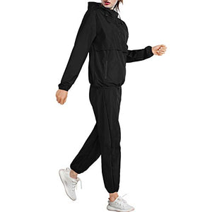 Junlan Sauna Suit for Women Sweat Sauna Pants Weight Loss Jacket Gym Workout Vest Sweat Suits for Women (Black Jacket, XX-Large)