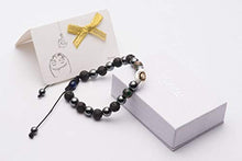 Load image into Gallery viewer, Karseer Vintage Silver and 18K Gold Plated Hamsa Evil Eye Stress Relief Reiki Healing Bracelet Non Magnetic Natural Hematite Anti Anxiety Calming Bracelet Lava Rock Oil Diffuser Aromatherapy Bracelet
