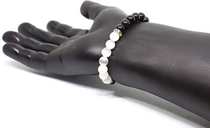 Natural Black Obsidian Crystal Bracelet-Chakra Healing Selenite Agate for Energy Balancing