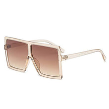Load image into Gallery viewer, GRFISIA Square Oversized Sunglasses for Women Men Flat Top Fashion Shades (clear orange/tea lens, 2.56)
