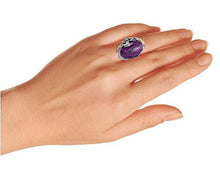 Load image into Gallery viewer, Native American Style Large Oval Boho Statement Stabilized Purple Turquoise Ring For Women 925 Sterling Silver
