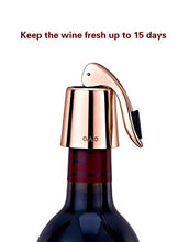 Load image into Gallery viewer, OWO Wine bottle Stopper, Wine Saver with Silicone, Decorative Wine Preserver, Wine Toppers Stopper,Reusable Wine Cork Keeps Wine Fresh (Rose Gold)

