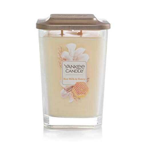 Yankee Candle Elevation Collection with Platform Lid Rice Milk & Honey Scented Candle, Large 2-Wick, 80 Hour Burn Time