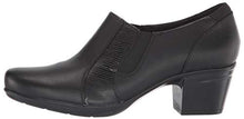 Load image into Gallery viewer, Clarks Women's Emslie Chelsea Loafer, Black Leather/Synthetic Lizard, 8.5M
