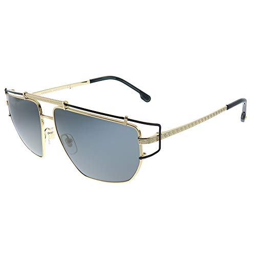 Versace VE 2202 143687 Black and Gold Metal Geometric Sunglasses Grey Lens