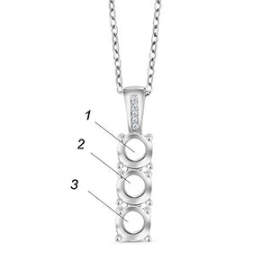 Gem Stone King 925 Sterling Silver Build Your Own Personalized Round 3 Birthstones with Diamond Fashion Pendant Necklace For Women with 18 Inch Silver Chain