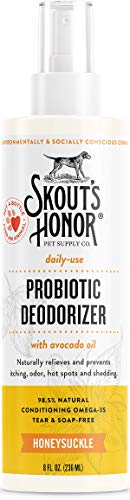 SKOUT'S HONOR: Probiotic Deodorizer - 8 fl. oz. - Hydrates and Deodorizes Fur, Supports Pet’s Natural Defenses, PH-Balanced and Sulfate Free - Avocado Oil