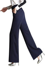 Load image into Gallery viewer, CHARTOU Women's High Waist Double-Button Closure Boot-Cut Dress Pants (Medium, Blue)
