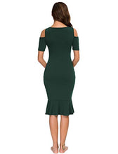 Load image into Gallery viewer, Ecavus Women&#39;s Maternity Dress Bodycon Cold Shoulder Pregnancy Dresses with Ruffle Hem for Baby Shower
