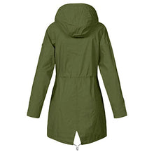 Load image into Gallery viewer, Thenxin Women&#39;s Outdoor Waterproof Jacket Zip Up Drawstring Hooded Long Trench Raincoat(Green,XXXXXL)
