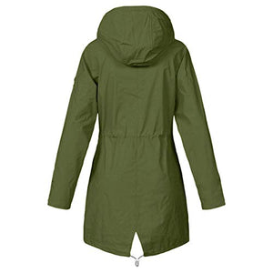 Thenxin Women's Outdoor Waterproof Jacket Zip Up Drawstring Hooded Long Trench Raincoat(Green,XXXXXL)