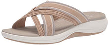 Load image into Gallery viewer, Clarks Women's Mira Isle Slide Sandal, Sand Combi Textile, 8 Wide
