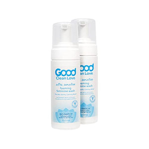 Good Clean Love Ultra Sensitive Foaming Feminine Wash, pH-Balanced Vaginal Soap for Women with Natural Ingredients, Water-based with More Than 60% Organic Aloe Vera, Gentle Cleansing & Soothing Feminine Hygiene Intimate Cleanser, 5 Oz (2-Pack)